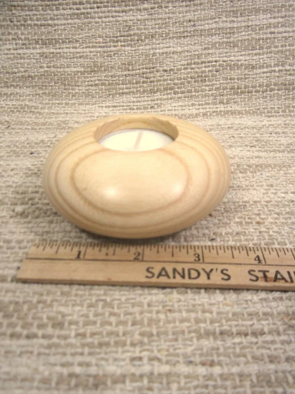 NEW Oak or Ash Wood Turned Tea Light Candle Holder Contemporary MCM Round Lite